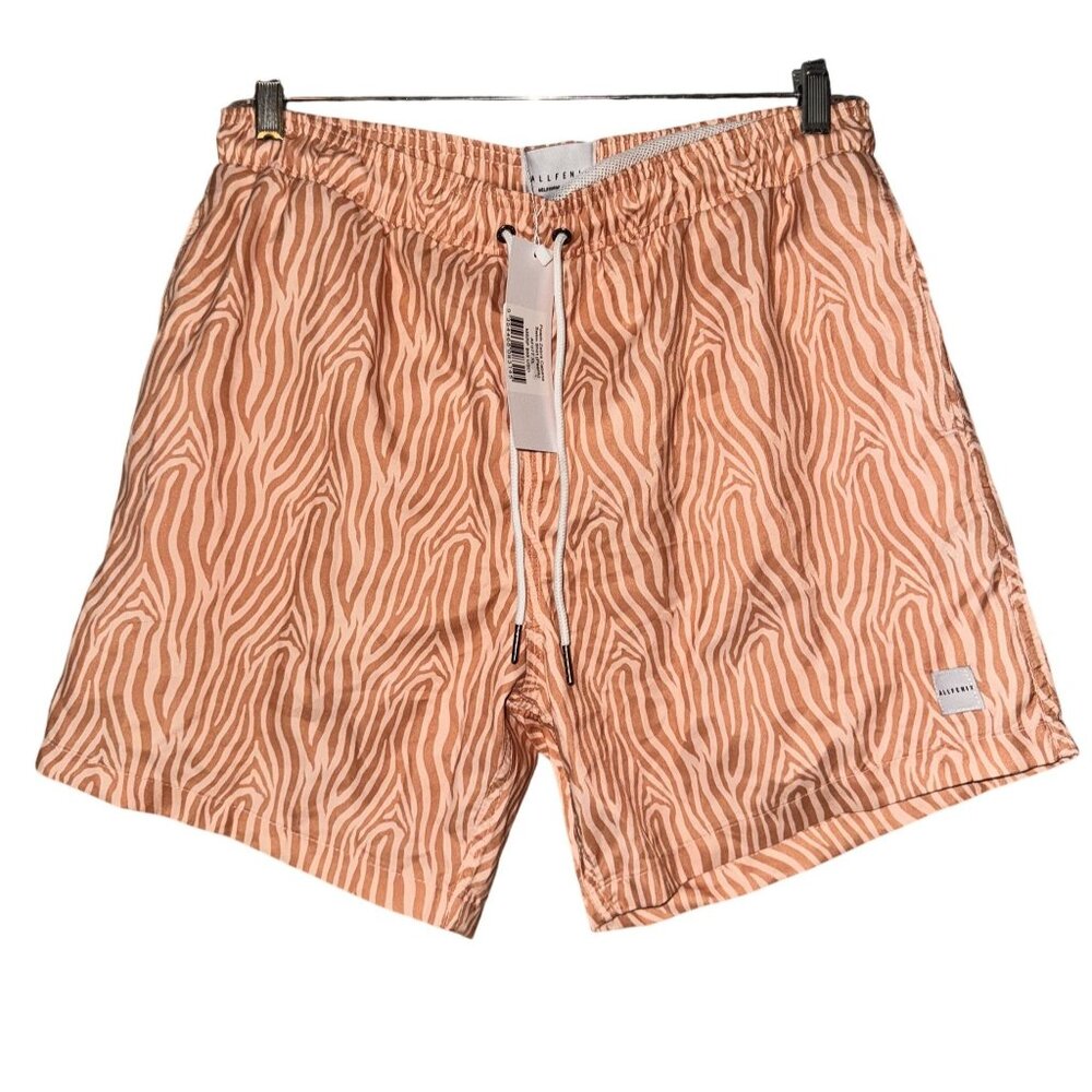 Allfenix Peach Zebra Cabana Swim Shorts With Mesh Lining & Adjustable Drawstring